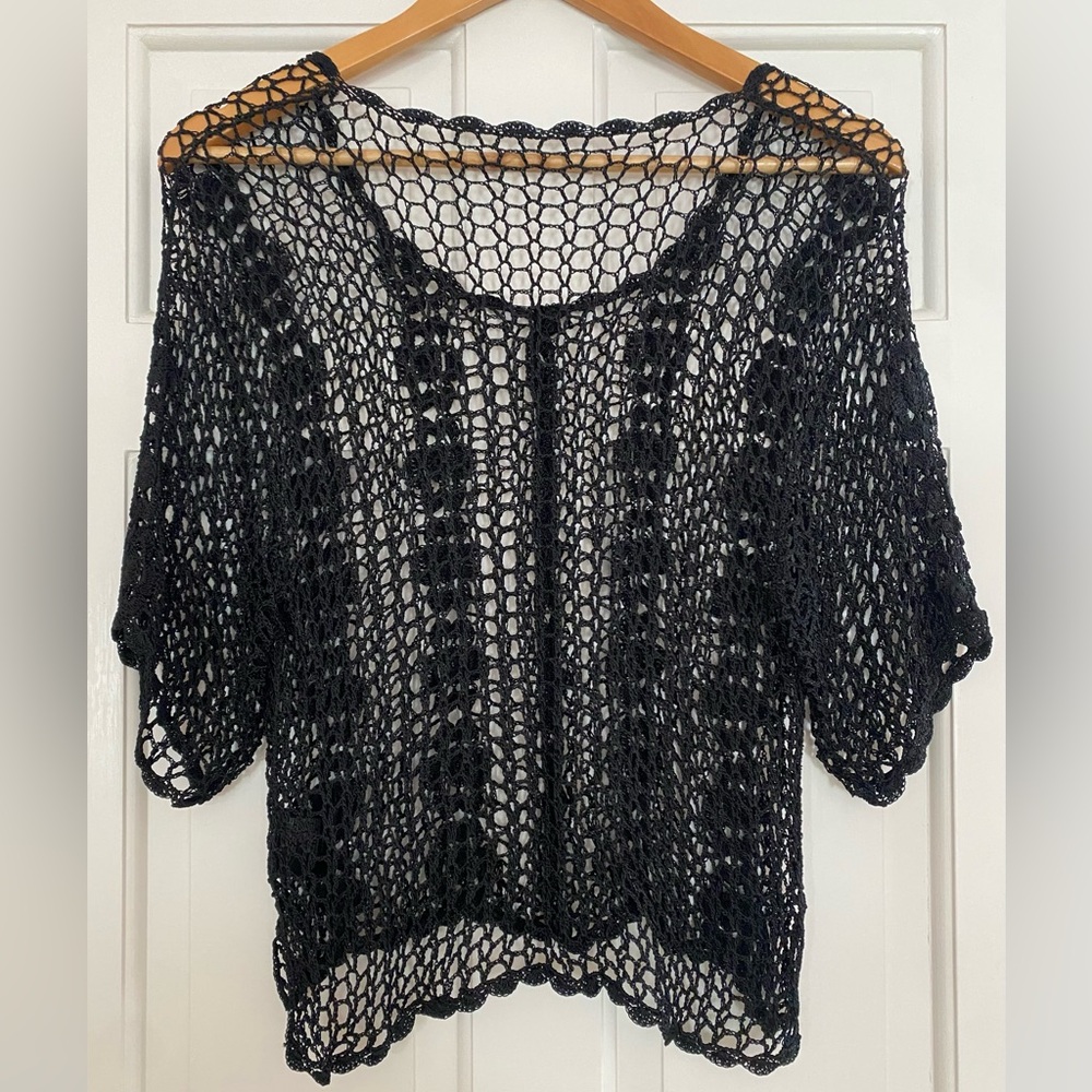 Sexy black crochet Lacey top (Med)